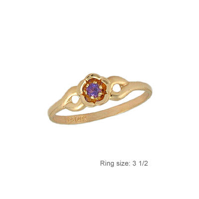 3 1/2 Children 14K Gold Flower Shape February Birthstone Ring - Amethyst 1