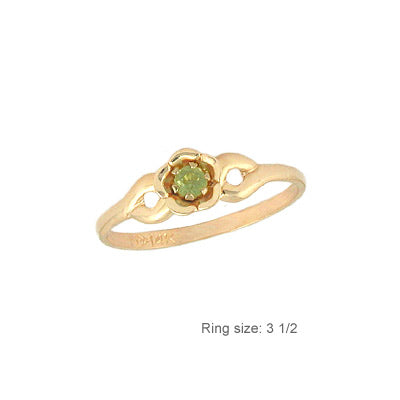 3 1/2 Children 14K Gold Flower Shape August Birthstone Ring - Peridot 1