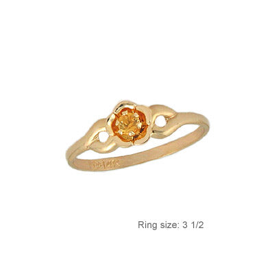 3 1/2 Children 14K Gold Flower Shape November Birthstone Ring - Citrine 1