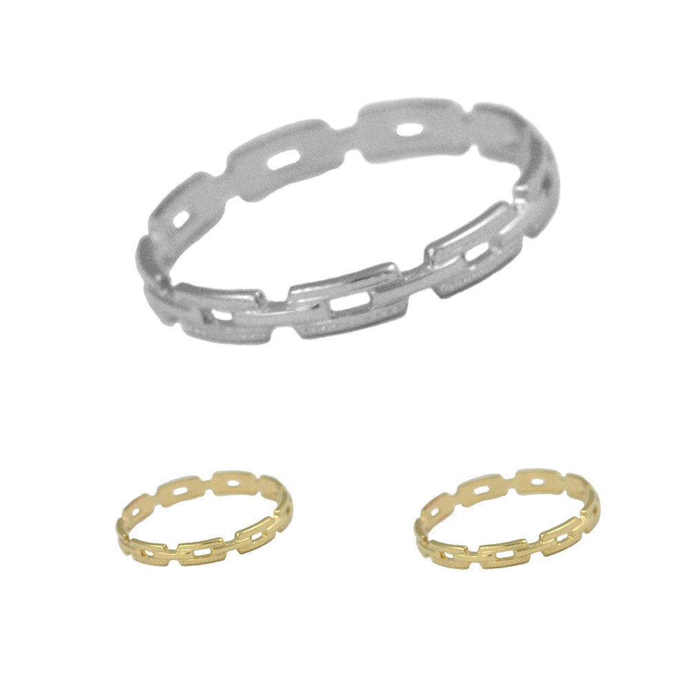 10 Yellow Gold And Sterling Silver Chain Link Cut Ring for Girls (Size 1 or 3) 2