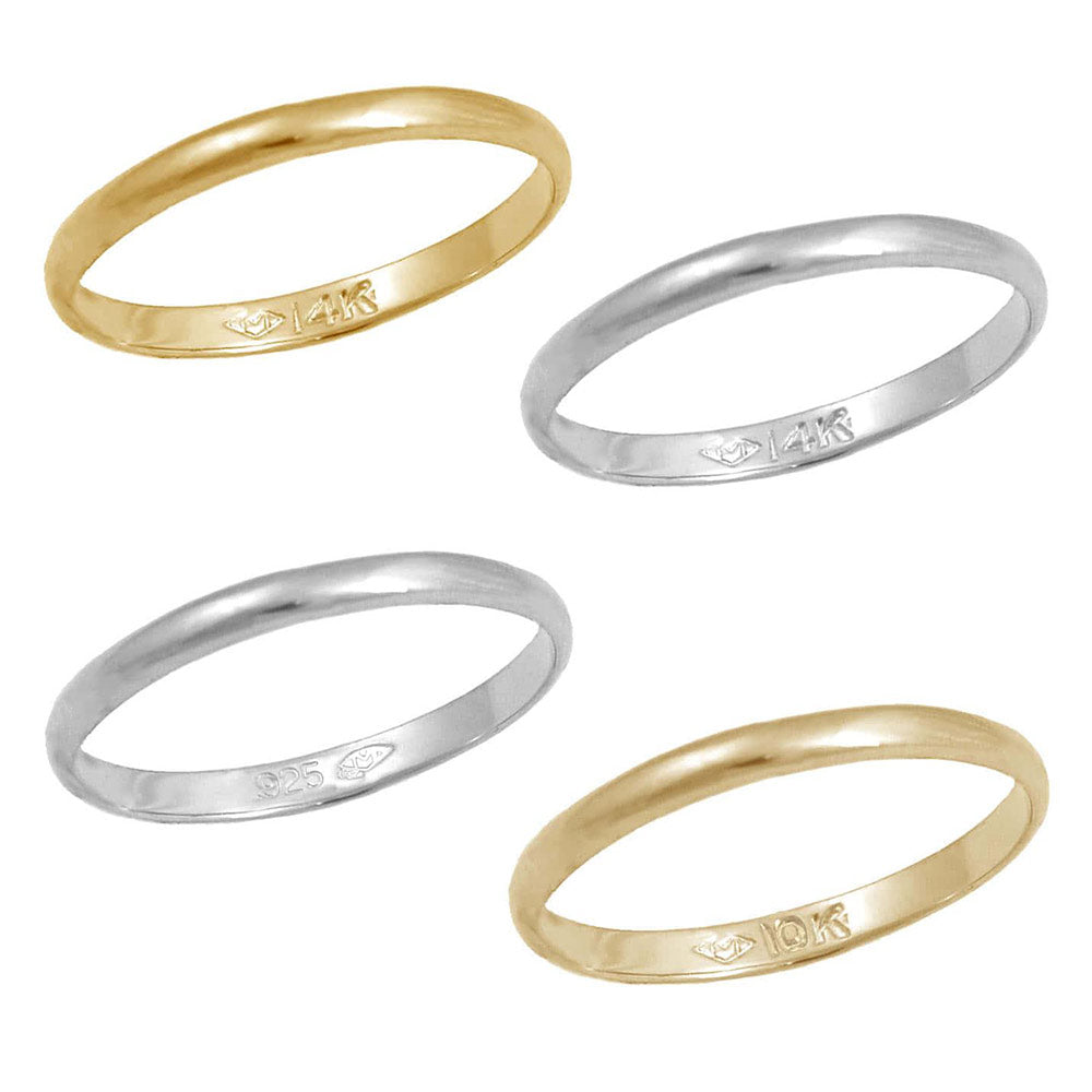 Children Jewelry - Gold Or Silver Band Ring For Girls (5 Sizes 1/2-4) 2