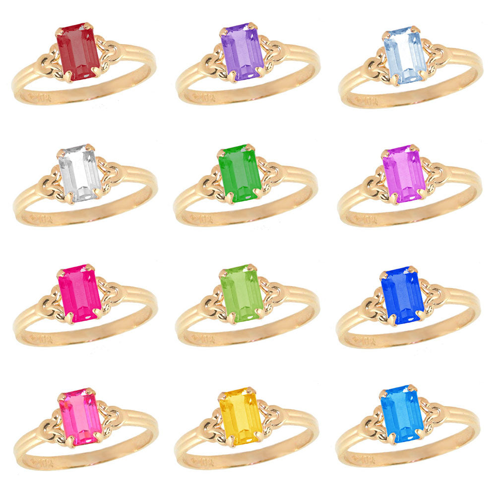 Girls Jewelry - 10K Yellow Gold Simulated Birthstone Ring (size 4) 2
