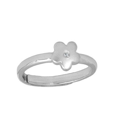 Teens Jewelry - Silver Diamond Flower Adjustable Ring From Size 5 To 10 1