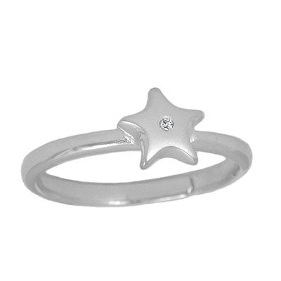 Teens Jewelry - Silver Diamond Star Adjustable Ring From Size 5 To 10 1