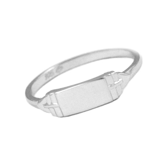 Size 4 Sterling Silver Rectangle Signet Ring For Boys Or Girls 1