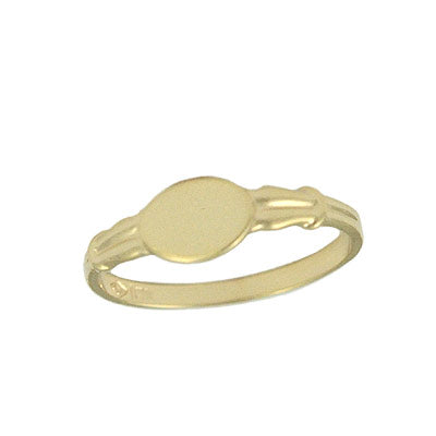 Boy And Girl Jewelry - 10K Yellow Gold Size 3 Oval Shaped Signet Ring 1